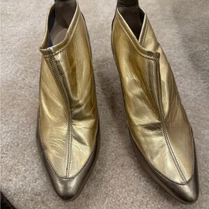 Jimmy Choo Gold and Pewter Ankle Boots